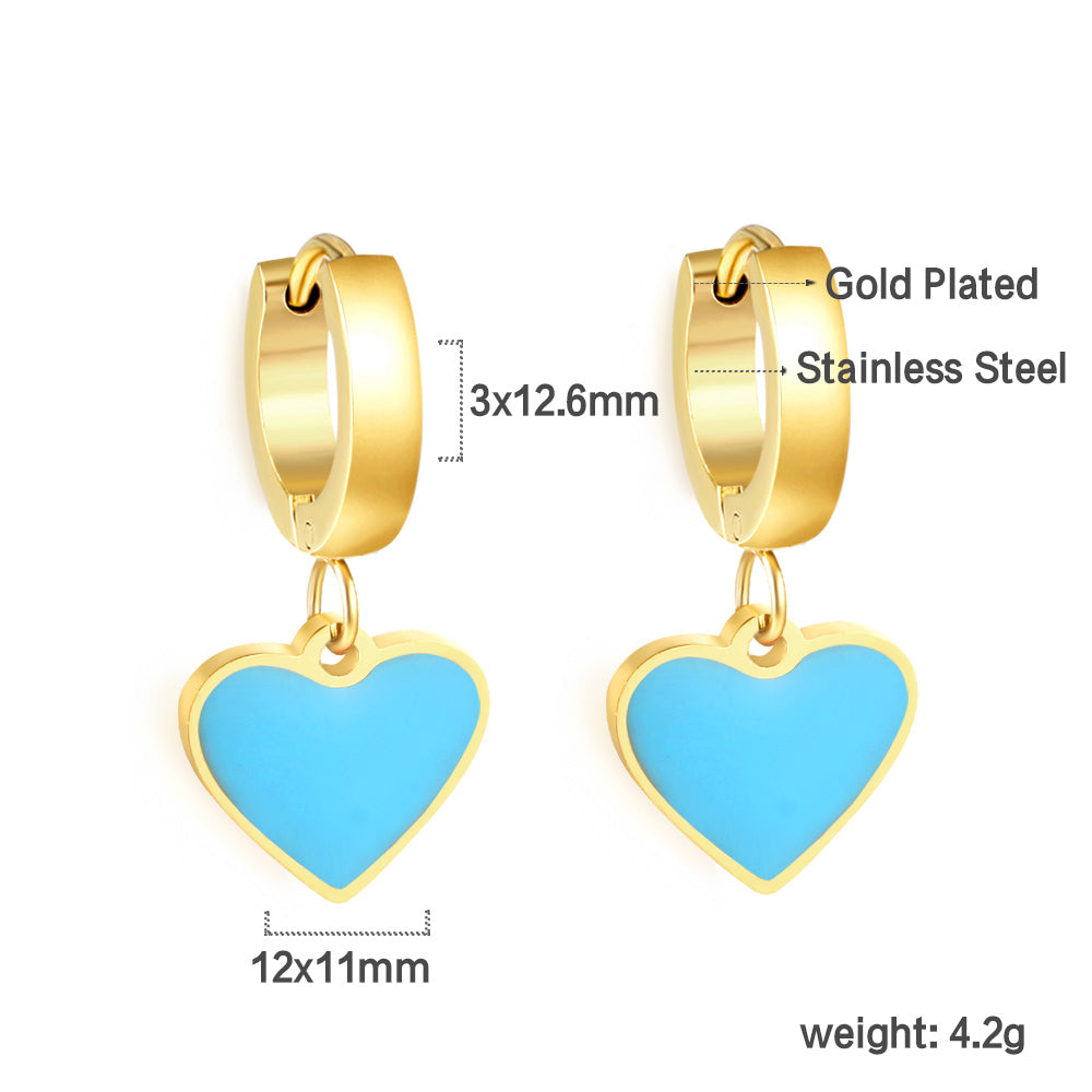 3x12.6mm circle with heart-shaped oil drop earrings asonjewelry